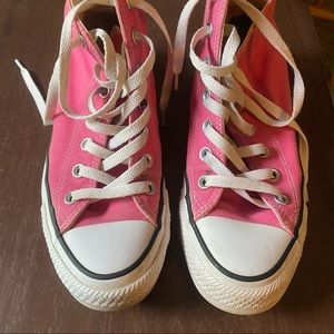 Hot pink high top converse. Women size 7